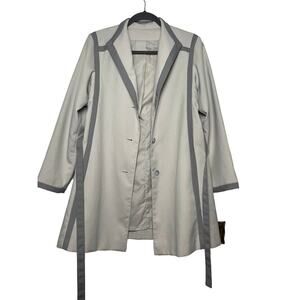 Vintage Bonders Trench Coat Womens Medium Gray Rain Jacket 50s Belted Two Tone